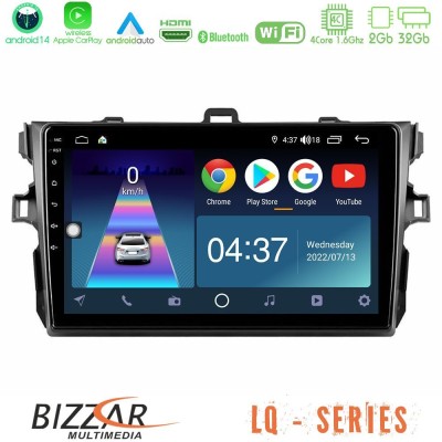 Bizzar LQ Series 4Core Android14 2+32GB Toyota Corolla 2007-2012 Navigation Multimedia Tablet 9" Με Carplay & Android Auto