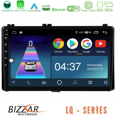 Bizzar LQ Series 4Core Android14 2+32GB Toyota Corolla/Auris 2017-2019 Navigation Multimedia Tablet 9" Με Carplay & Android Auto