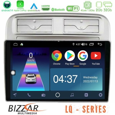 Bizzar LQ Series 4Core Android14 2+32GB Fiat Grande Punto 2006-2011 Navigation Multimedia Tablet 9" Με Carplay & Android Auto