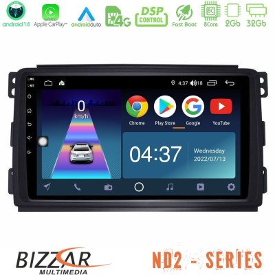 Bizzar ND2 Series 8Core Android14 2+32GB Smart 451 Navigation Multimedia Tablet 9" Με Carplay & Android Auto