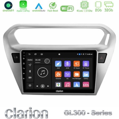 Clarion GL300 Series 4Core Android11 2+32GB Citroen C-Elysee / Peugeot 301 Navigation Multimedia Tablet 9" Με Carplay & Android 