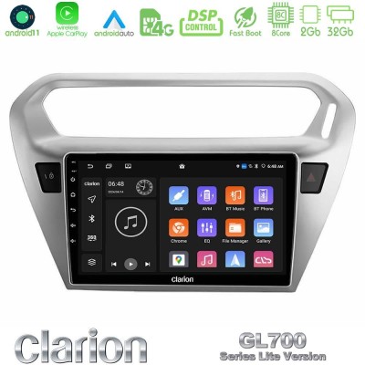 Clarion GL700 Lite Series 8Core Android11 2+32GB Citroen C-Elysee / Peugeot 301 Navigation Multimedia Tablet 9" Με Carplay & And