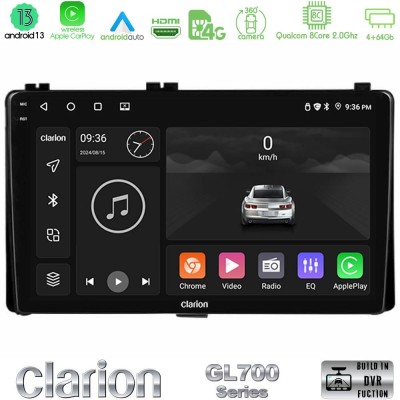 Clarion GL700 Series 8Core Android13 4+64GB Toyota Corolla/Auris 2017-2019 Navigation Multimedia Tablet 9" Με Carplay & Android 