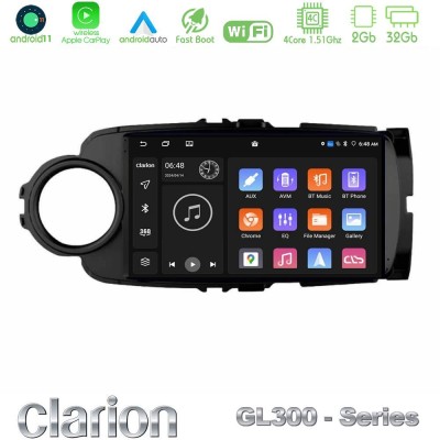 Clarion GL700 Lite Series 8Core Android ClarionOS 6+128GB Toyota Yaris Navigation Multimedia Tablet 9" (Μαύρο Χρώμα) Με Carplay 