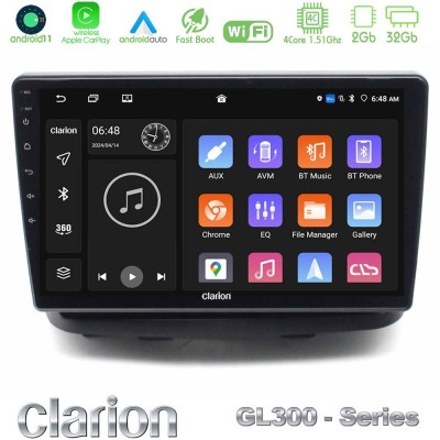 Clarion GL700 Lite Series 8Core Android ClarionOS 6+128GB Toyota Yaris Navigation Multimedia Tablet 9" (Μαύρο Χρώμα) Με Carplay 