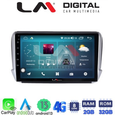 LM Digital - LM ZR8374 GPS Οθόνη OEM Multimedia Αυτοκινήτου για PEUGEOT 208-2008 2012 (CarPlay/AndroidAuto/BT/GPS/WIFI/GPRS)