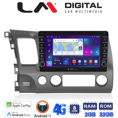 LM Digital - LM ZG8644 GPS Οθόνη OEM Multimedia Αυτοκινήτου για HONDA CIVIC 4πορτο 20062013 (CarPlay/AndroidAuto/BT/GPS/WIFI/GPR