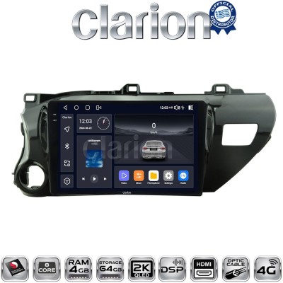 CLARION GL74588 Οθόνη OEM Multimedia Αυτοκινήτου για TOYOTA HILUX 2017 (CarPlay/AndroidAuto/BT/GPS/WIFI/GPRS)