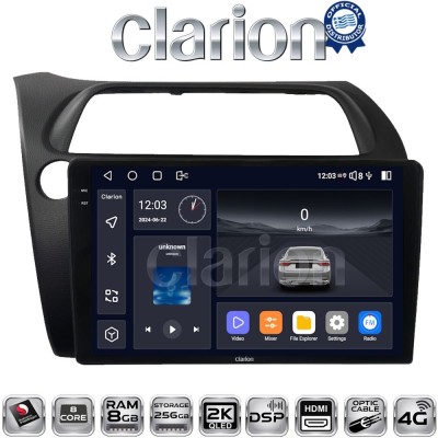 CLARION GL75744 Οθόνη OEM Multimedia Αυτοκινήτου για HONDA CIVIC 3/5D 2006-2012 (CarPlay/AndroidAuto/BT/GPS/WIFI/GPRS)