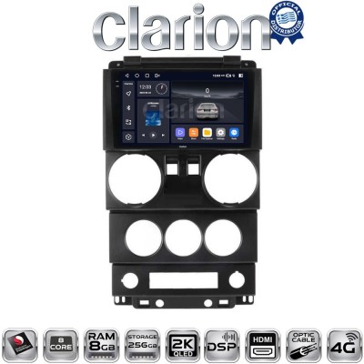 CLARION GL75748B Οθόνη OEM Multimedia Αυτοκινήτου για JEEP WRANGLER 2007 2011 (CarPlay/AndroidAuto/BT/GPS/WIFI/GPRS)