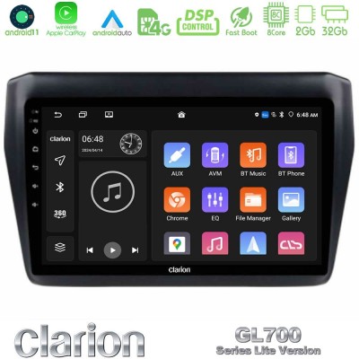 Clarion GL700 Lite Series 8Core Android11 2+32GB Suzuki Swift 2017-2023 Navigation Multimedia Tablet 9" Με Carplay & Android Aut