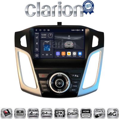 CLARION GLK74150 Οθόνη OEM Multimedia Αυτοκινήτου για Ford Focus 2011 2018 (CarPlay/AndroidAuto/BT/GPS/WIFI/GPRS)