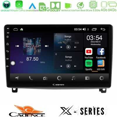Cadence X Series Peugeot 407 8core Android 14 4+64GB Navigation Multimedia Tablet 9"