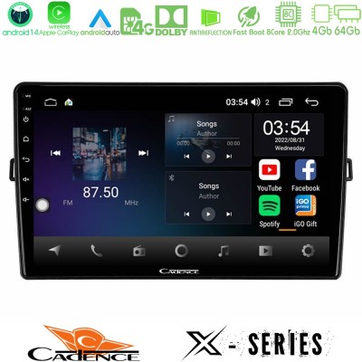 Cadence X Series Toyota Auris 8core Android 14 4+64GB Navigation Multimedia Tablet 10"