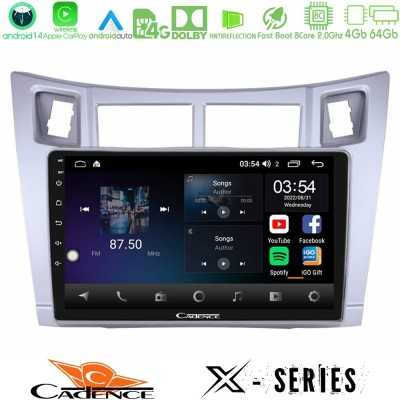 Cadence X Series Toyota Yaris 8core Android 14 4+64GB Navigation Multimedia Tablet 9" (Ασημί Χρώμα)