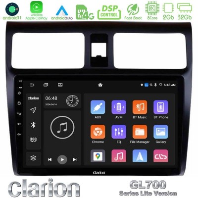 Clarion GL700 Lite Series 8Core Android11 2+32GB Suzuki Swift 2005-2010 Navigation Multimedia Tablet 10" Με Carplay & Android Au