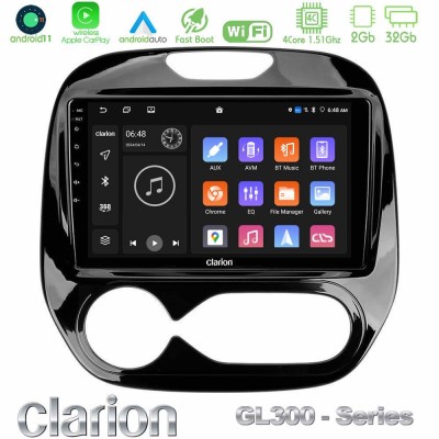 Clarion GL300 Series 4Core Android11 2+32GB Renault Captur 2013-2019 Navigation Multimedia Tablet 9" Με Carplay & Android Auto