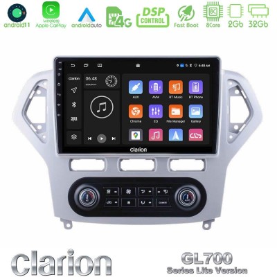 Clarion GL700 Lite Series 8Core Android11 2+32GB Ford Mondeo 2007-2011 (Auto A/C) Navigation Multimedia Tablet 10" Με Carplay & 