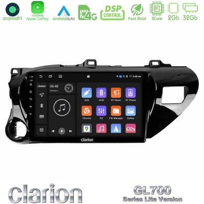 Clarion GL700 Lite Series 8Core Android11 2+32GB Toyota Hilux 2017-2021 Navigation Multimedia Tablet 10" Με Carplay & Android Au