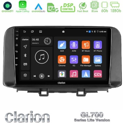 Clarion GL700 Lite Series 8Core Android11 6+128GB Hyundai Kona 2018-2023 Navigation Multimedia Tablet 10" Με Carplay & Android A