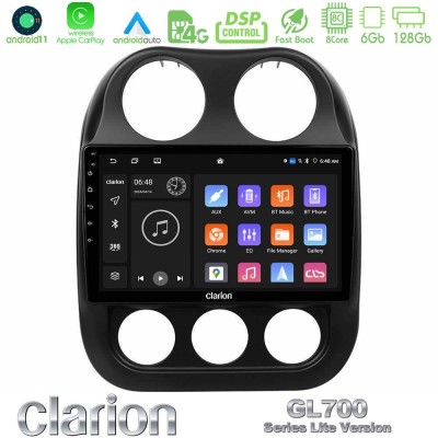 Clarion GL700 Lite Series 8Core Android11 6+128GB Jeep Compass 2012-2016 Navigation Multimedia Tablet 10" Με Carplay & Android A