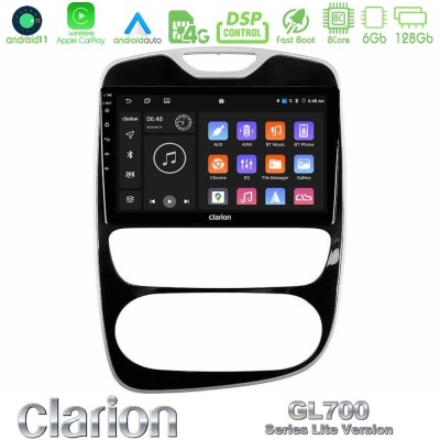 Clarion GL700 Lite Series 8Core Android11 6+128GB Renault Clio 2016-2019 Navigation Multimedia Tablet 10" Με Carplay & Android A