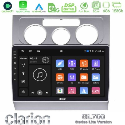 Clarion GL700 Lite Series 8Core Android11 6+128GB VW Touran 2003-2011 Navigation Multimedia Tablet 10" Με Carplay & Android Auto