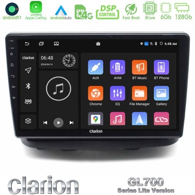 Clarion GL700 Lite Series 8Core Android11 6+128GB Fiat Doblo 2002-2009 Navigation Multimedia Tablet 10" Με Carplay & Android Aut