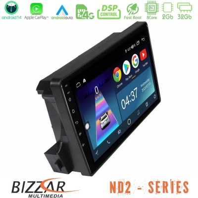 Bizzar ND2 Series 8Core Android14 2+32GB Ssangyong Actyon/Kyron 2005-2014 Navigation Multimedia Tablet 9" Με Carplay & Android A